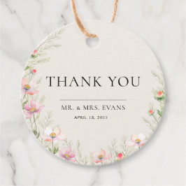 ワイルドフラワー結婚式の引き出物ラベル。 フェイバータグ