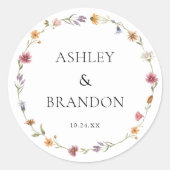 ワイルドフラワー結婚式の引き出物封筒用シール ラウンドシール (正面)