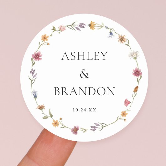 ワイルドフラワー結婚式の引き出物封筒用シール ラウンドシール