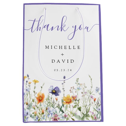 ワイルドフラワー結婚式の引き出物 ミディアムペーパーバッグ (正面)