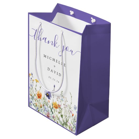 ワイルドフラワー結婚式の引き出物 ミディアムペーパーバッグ (裏面アングル)