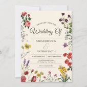 ワイルドフラワー結婚式招待状とカスタム写真 招待状 (正面)