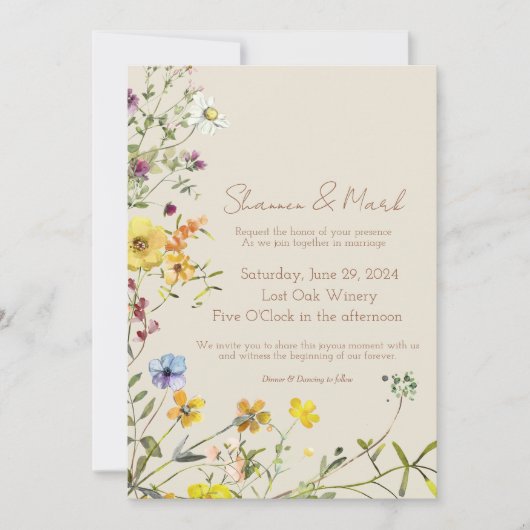 ワイルドフラワー結婚式招待状とフォトバック 招待状 (正面)