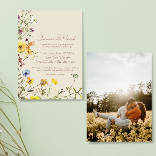 ワイルドフラワー結婚式招待状とフォトバック 招待状
