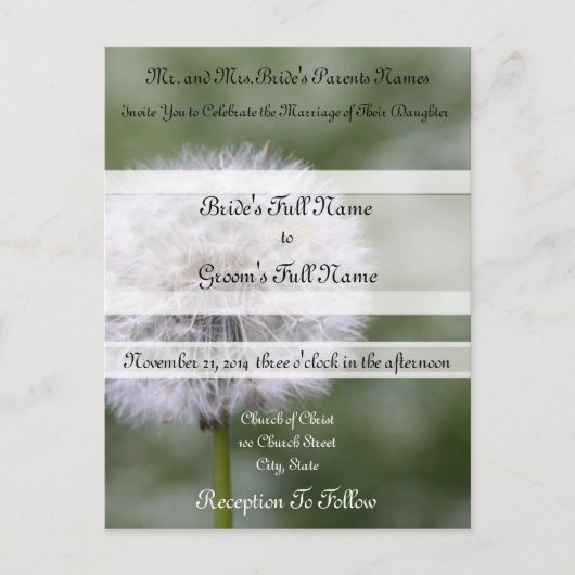 ワイルドフラワー結婚式招待状と好意 インビテーションポストカード (正面)