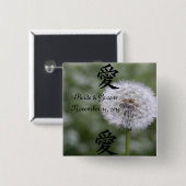 ワイルドフラワー結婚式招待状と好意 缶バッジ (正面&裏面)