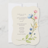 ワイルドフラワー結婚式招待状とQRコード 招待状 (正面)