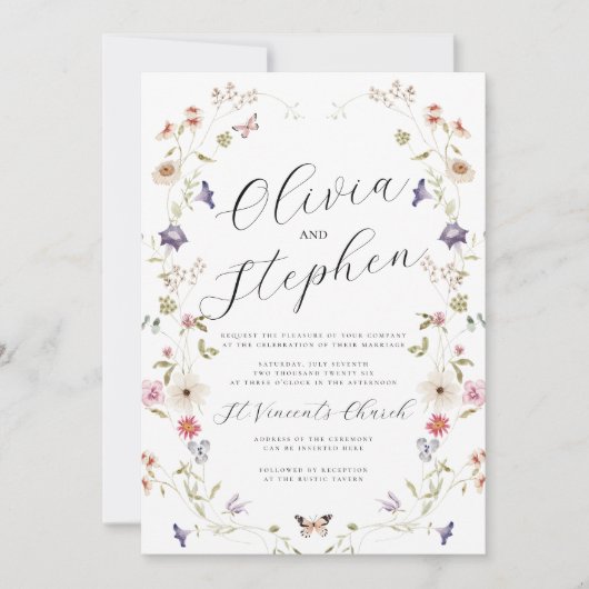 ワイルドフラワー結婚式招待状サマー結婚ズ 招待状 (正面)