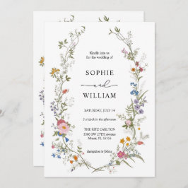ワイルドフラワー結婚式招待状テンプレート、印刷可能 招待状