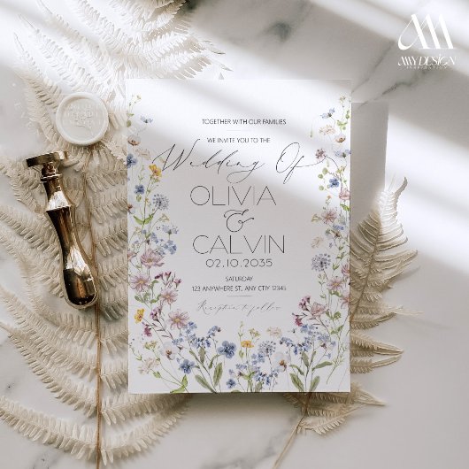 ワイルドフラワー結婚式招待状テンプレート 招待状