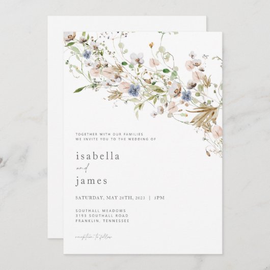 ワイルドフラワー結婚式招待状パステルフローラ招待状 招待状 (正面/裏面)