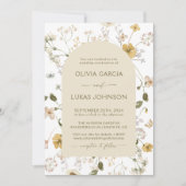 ワイルドフラワー結婚式招待状、ボホフローラアーチ 招待状 (正面)