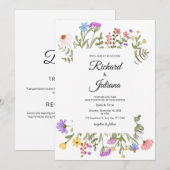 ワイルドフラワー結婚式招待状 ボホ フラワーズ エレガント 招待状 (正面/裏面)