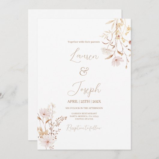 ワイルドフラワー結婚式招待状 招待状 (正面/裏面)