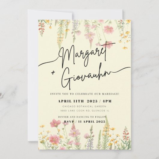 ワイルドフラワー結婚式招待状 招待状 (正面)