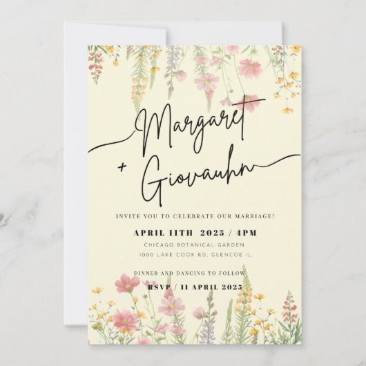 ワイルドフラワー結婚式招待状 招待状 (正面)