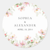 ワイルドフラワー結婚式用シール ラウンドシール (正面)