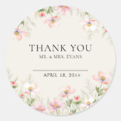 ワイルドフラワー結婚式用シール ラウンドシール (正面)