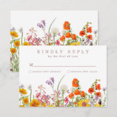 ワイルドフラワー結婚式返信カード 出欠カード (正面/裏面)