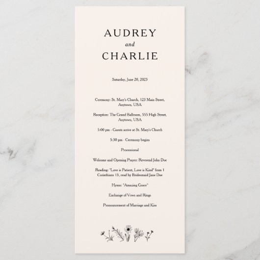 ワイルドフラワー結婚式 プログラム (正面)