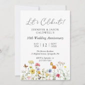 ワイルドフラワー結婚植物記念日パーティー 招待状 (正面)