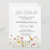 ワイルドフラワー結婚植物記念日パーティー 招待状 (正面/裏面)