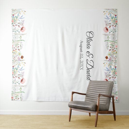 ワイルドフラワー結婚牧草地の背景 タペストリー (インサイチュ(横))