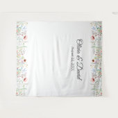 ワイルドフラワー結婚牧草地の背景 タペストリー (正面(横))