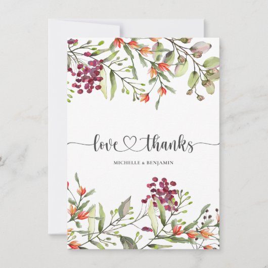 ワイルドフラワー結婚牧草地サンキューカード サンキューカード (正面)