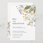 ワイルドフラワー結婚薄紫 招待状 (正面/裏面)