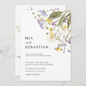 ワイルドフラワー結婚薄紫 招待状 (正面/裏面)