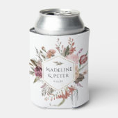 ワイルドフラワー結婚金ゴールドのカップル名 缶クーラー (缶正面)