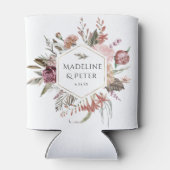 ワイルドフラワー結婚金ゴールドのカップル名 缶クーラー (裏面)