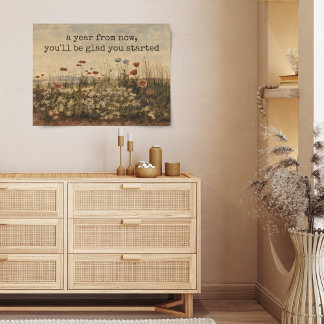 ワイルドフラワー絵を描の感動的引用文ポスター ポスター