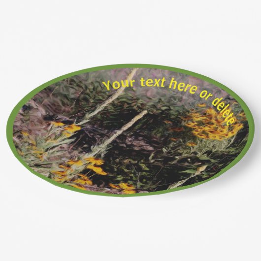 ワイルドフラワー絵を描ズ自然パーソナライズされたパーティー ペーパープレート (アングル)