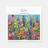 ワイルドフラワー絵を描フィールドの目的地の結婚式 スタンダードカクテルナプキン (正面)