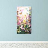 ワイルドフラワー絵を描フィールドを描いた水彩画 キャンバスプリント (インサイチュ (ウッドフロア))