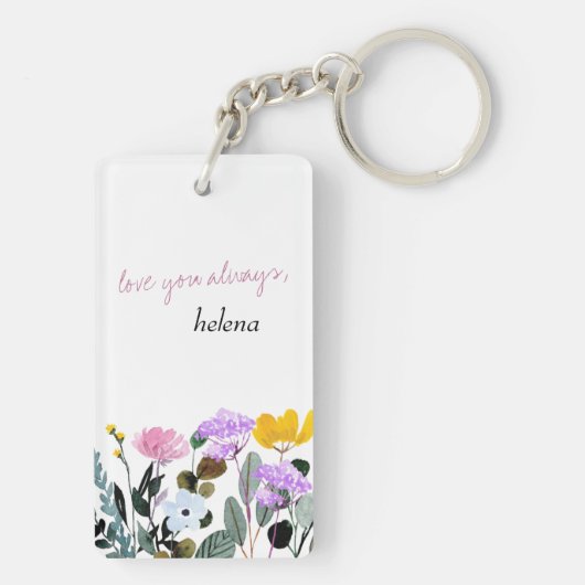 ワイルドフラワー編パーソナライズされた集詩の母の日 キーホルダー (裏面)