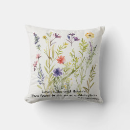 ワイルドフラワー編集可能引用文by Ralph Waldo Emerson クッション