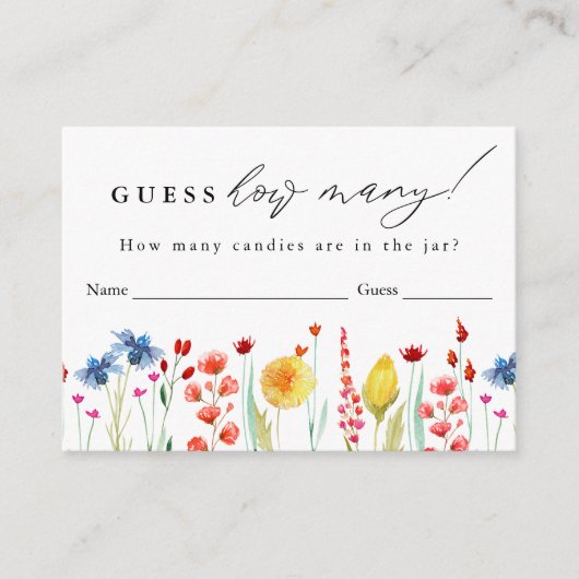 ワイルドフラワー縁どは、ゲームカードの数を推測 エンクロージャーカード (正面)