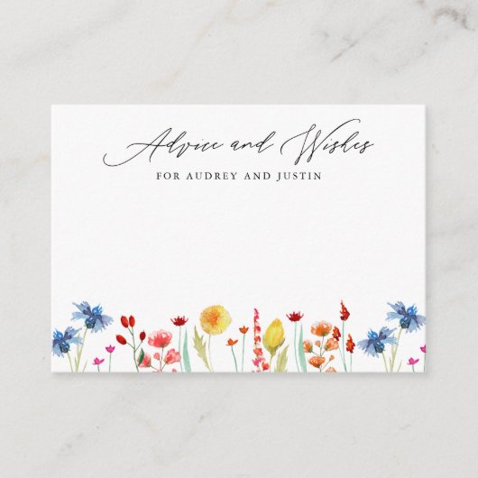 ワイルドフラワー縁どカップルシャワー小さなアドバイスカード エンクロージャーカード (正面)