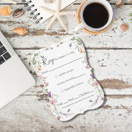 ワイルドフラワー縁どドウェディングRSVPカード