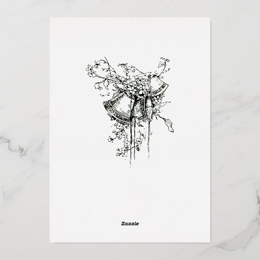 ワイルドフラワー縁どフレームのフォイル招待状 箔招待状 (裏面)