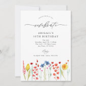 ワイルドフラワー縁どメド祝誕生日 招待状 (正面)