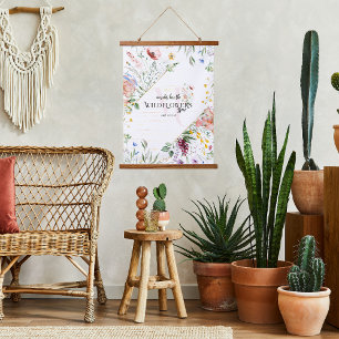 ワイルドフラワー聖書の聖句  モノグラムイニシャル 吊り下げ型タペストリー