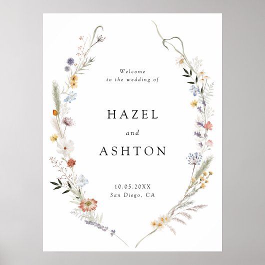 ワイルドフラワー自然の結婚ダウンロード可能な歓迎 ポスター (正面)