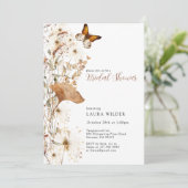 ワイルドフラワー自然ズテラコッタクリームブライダルシャワー 招待状 (スタンド正面)