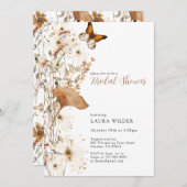ワイルドフラワー自然ズテラコッタクリームブライダルシャワー 招待状 (正面/裏面)