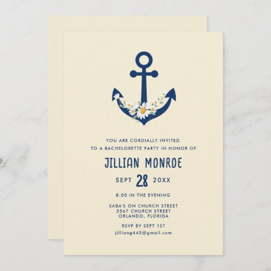 ワイルドフラワー航海のいかりバチェロレッテ 招待状 (正面/裏面)