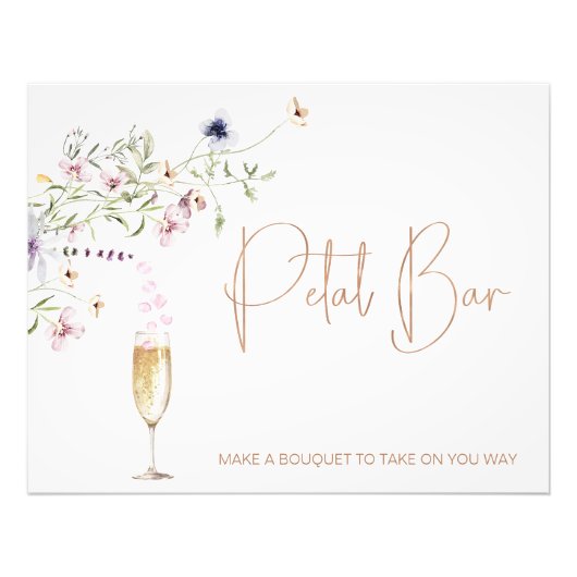 ワイルドフラワー花びらバーブライダルシャワー標識 フォトプリント            (正面)